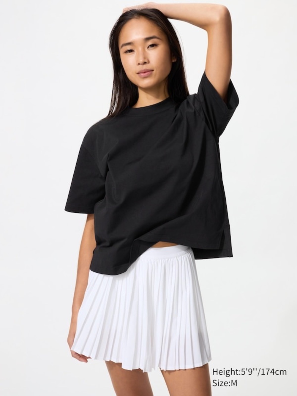 Uniqlo AIRism Black Oversized Crew Neck T-Shirt Size Large